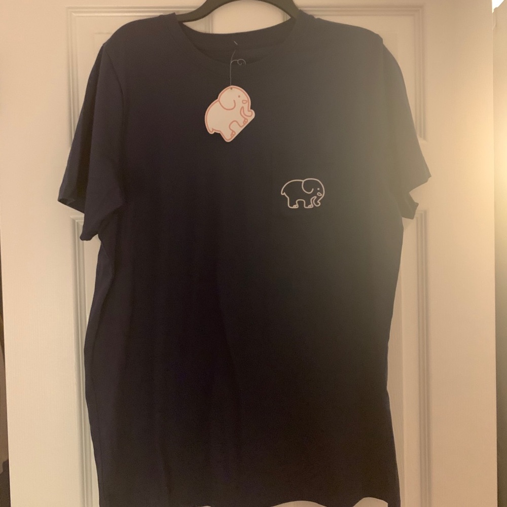 NEW Ivory Ella Elephant Navy Blue Botanical TShirt